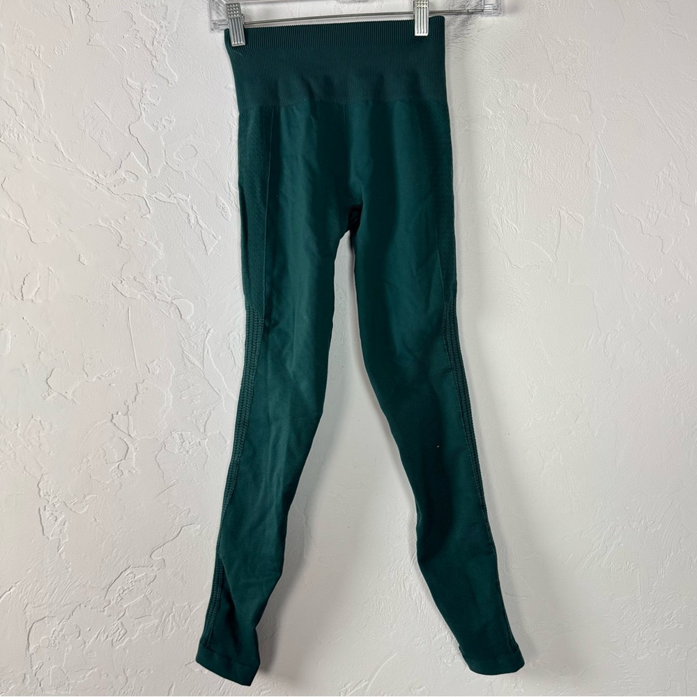 Lululemon Leggings Tights Flow‎ & Go Crop Deep Green Solid Dark Compression Knit